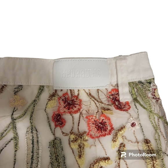 Hydraulic Tribeca Mid Rise Floral Skirt White Embroidered Size 12 - Picture 3 of 7